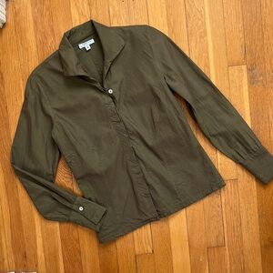 Vintage 90s Color Change Brown Green Button Down Blouse Top Long Sleeved Shirt